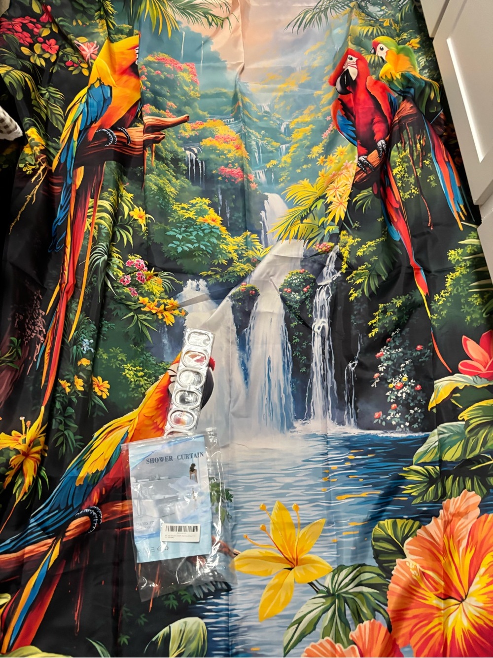 Jungle Parrot Shower Curtain, 70 X 70 Inch